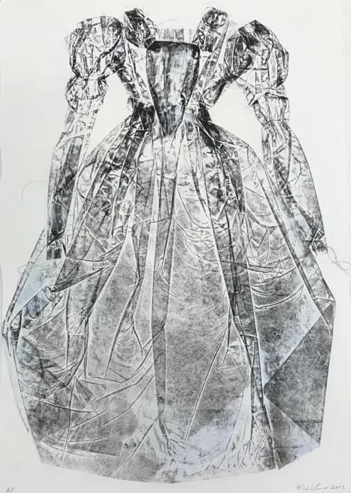 A drawing of a person's dress Description automatically generated